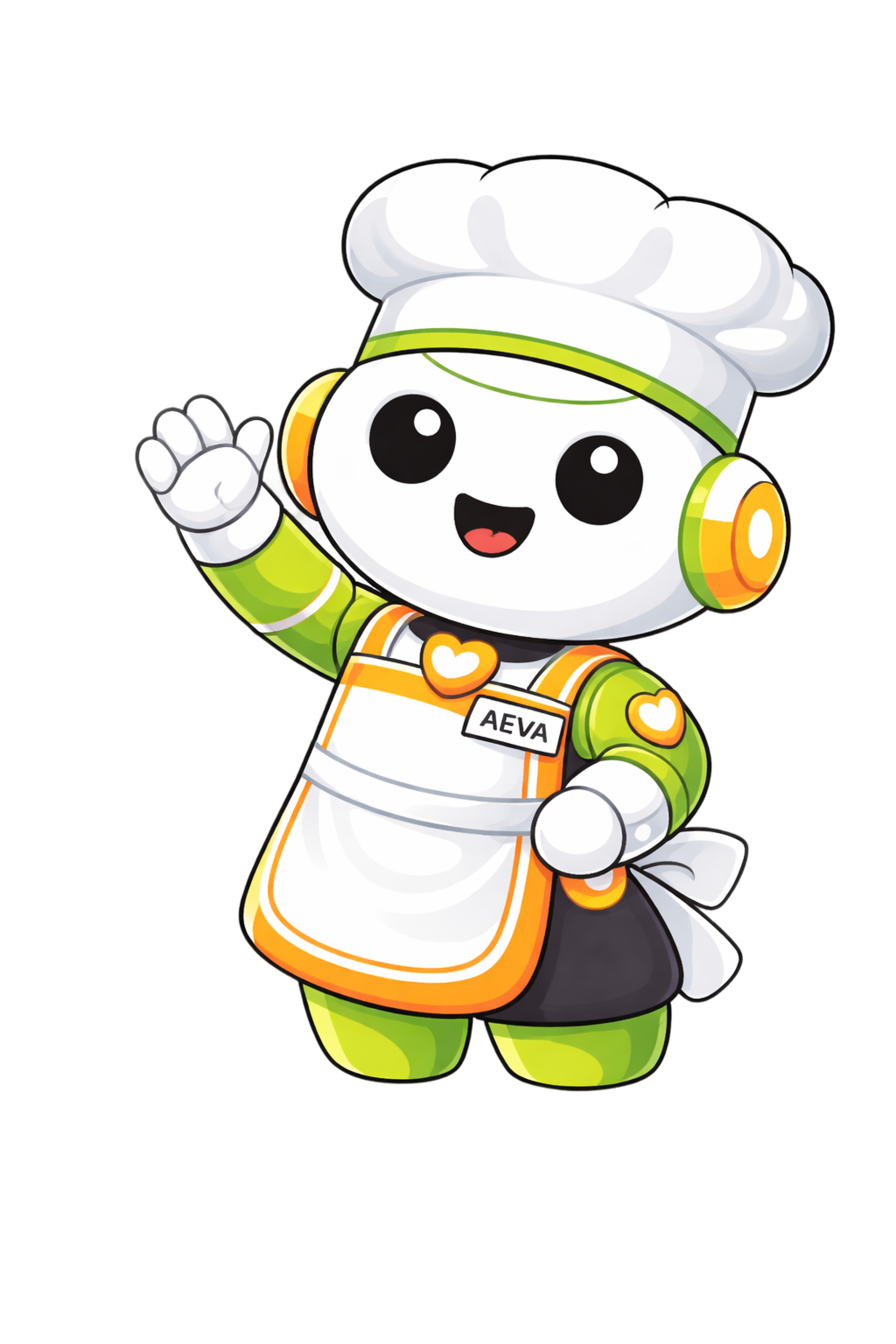 Aeva mascot waving goodbye
